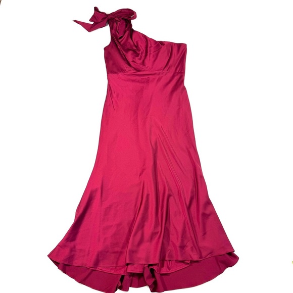 Ieena Mac Duggal Bow Draped One Shoulder Dress Midi - Picture 1 of 9